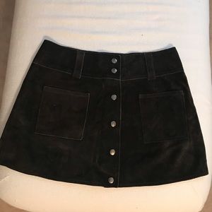 100% leather suede vintage brown skirt